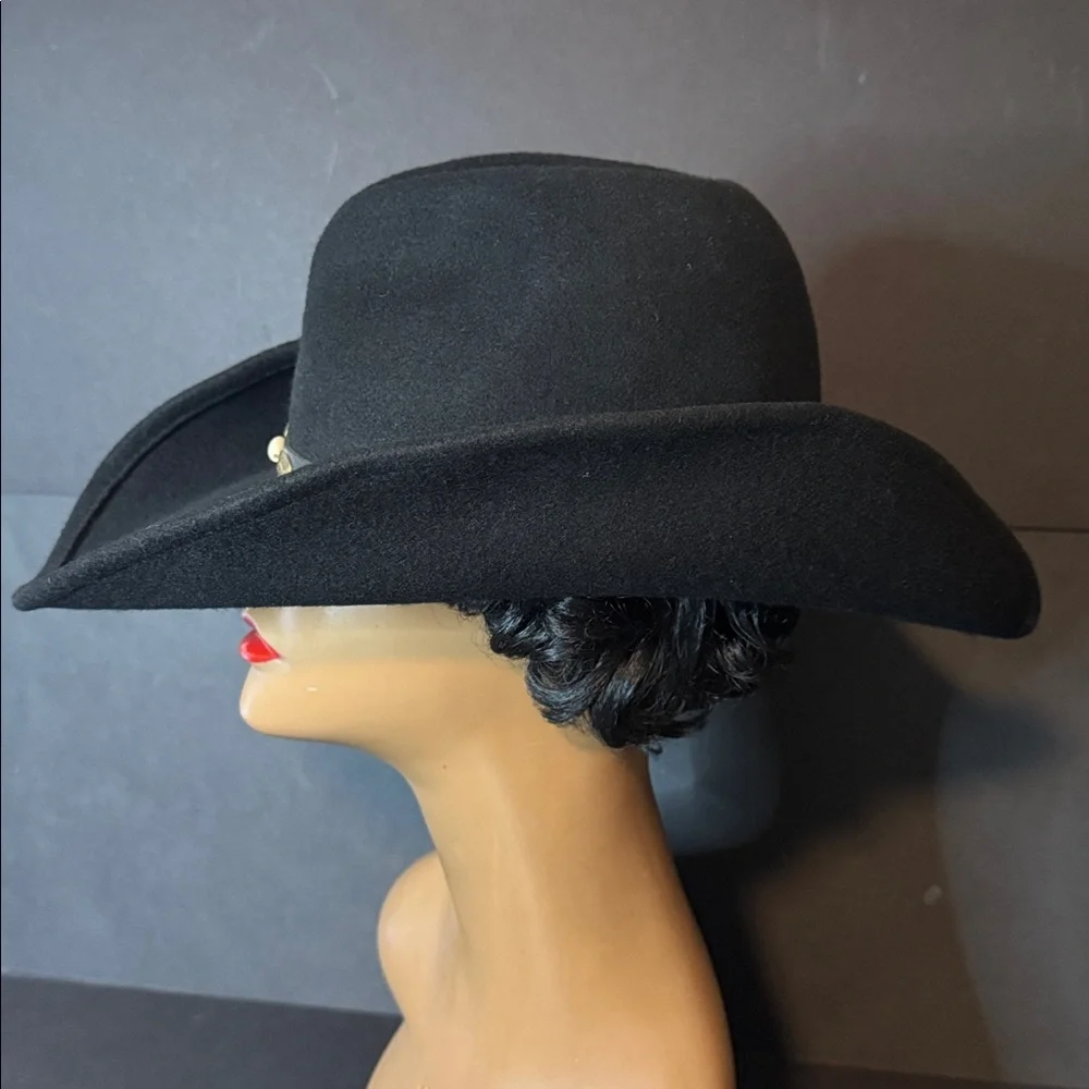 Vintage Black Wool Scala Western Hat